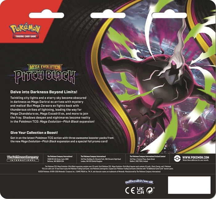 Pokémon - ME05 - Mega Evolution - Pitch Black - 3-Pack Blister